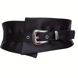 Handcuffed waistband elas satin wide decorative dress with skirt